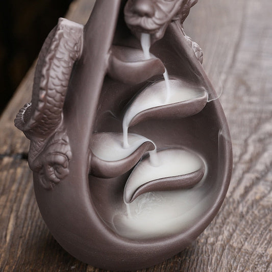 Dragon Cascading Ceramic Backflow Incense Burner