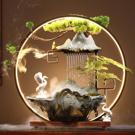 Zen Zen Swan Flowing Water Fountain Backflow Incense Burner
