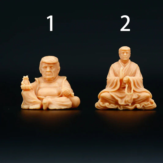 Trump Meditating Buddha 1/64 Scale Resin Statue, Unpainted Maitreya Miniature