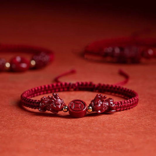 Lucky Feng Shui Pixiu Cinnabar Bracelet