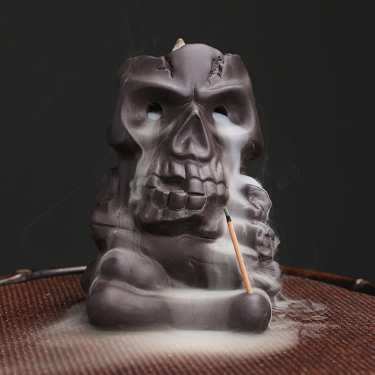Halloween Skull Backflow Incense Burner Stick Holder