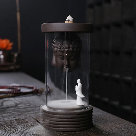 Enlightened Buddha Backflow Incense Burner | Ceramic & Glass