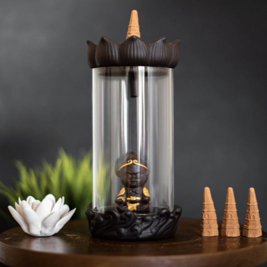 Glass Little Monk Backflow Incense Burner